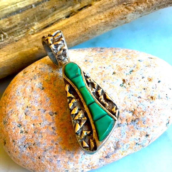 Vintage Zuni Turquoise Reversible Pendant Dishta - Picture 4 of 12